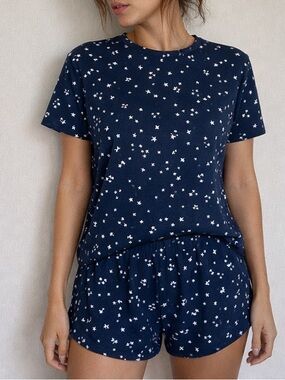 Lake Pajamas Pima Weekend Midnight Star Short Set Large